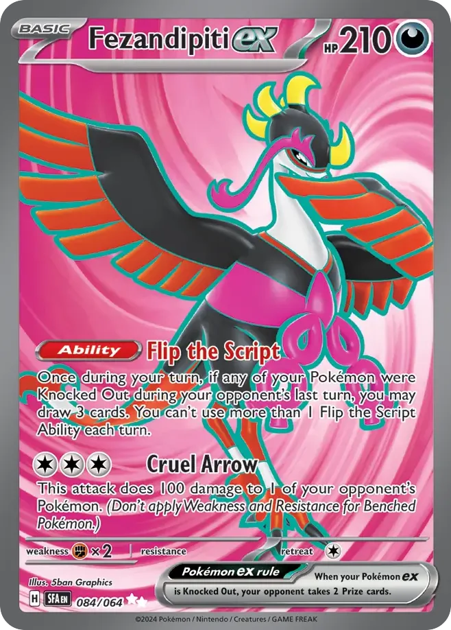 Fezandipiti ex #84 Shrouded Fable Pokemon card