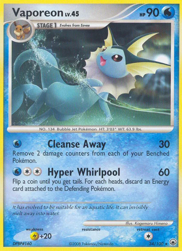 Vaporeon #34 Majestic Dawn Pokemon card
