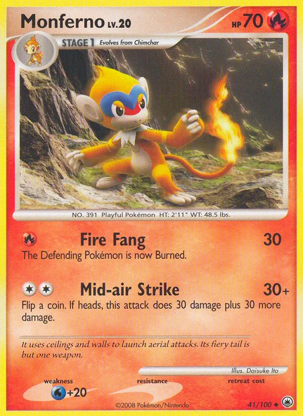 Monferno #41 Majestic Dawn Pokemon card