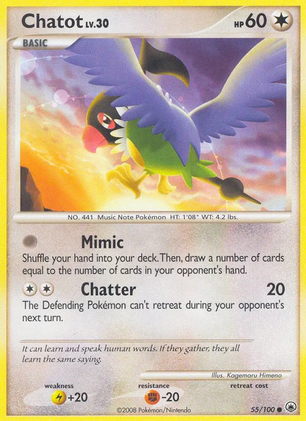 Chatot #55 Majestic Dawn Pokemon card