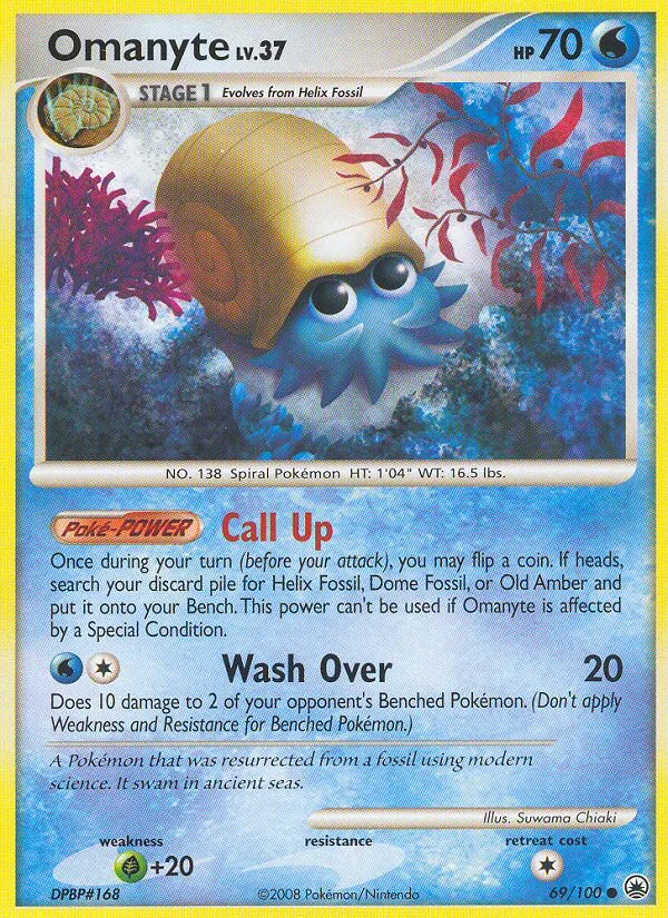 Omanyte #69 Majestic Dawn Pokemon card
