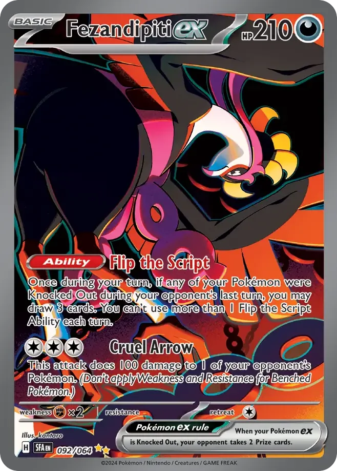Fezandipiti ex #92 Shrouded Fable Pokemon card