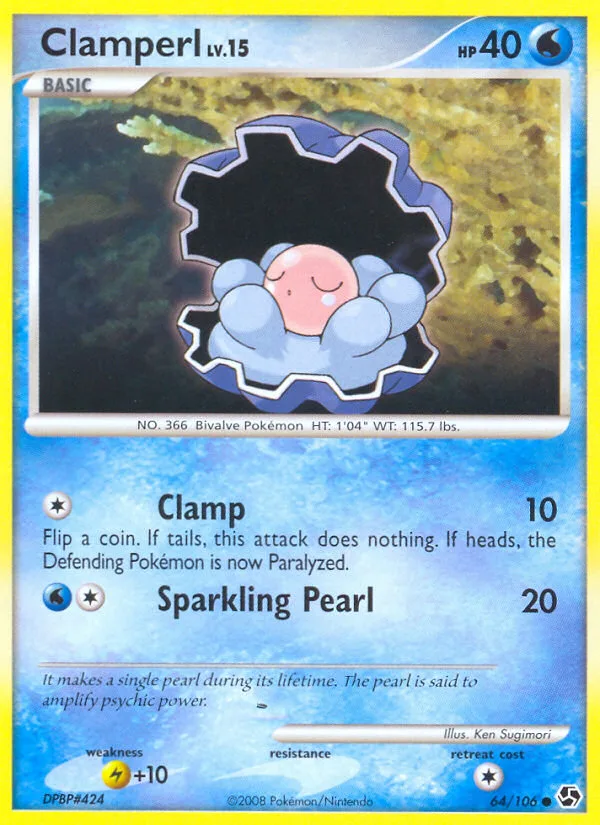 Clamperl #64 Great Encounters Pokemon card