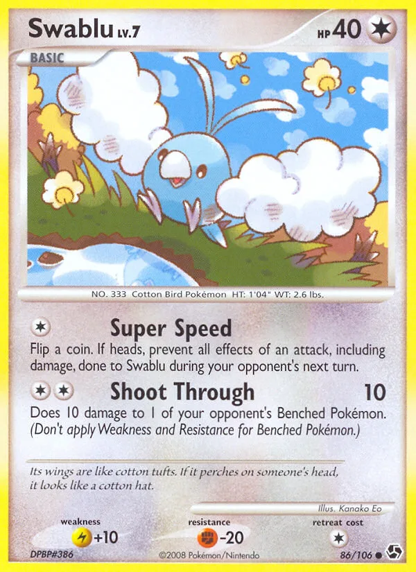 Swablu #86 Great Encounters Pokemon card