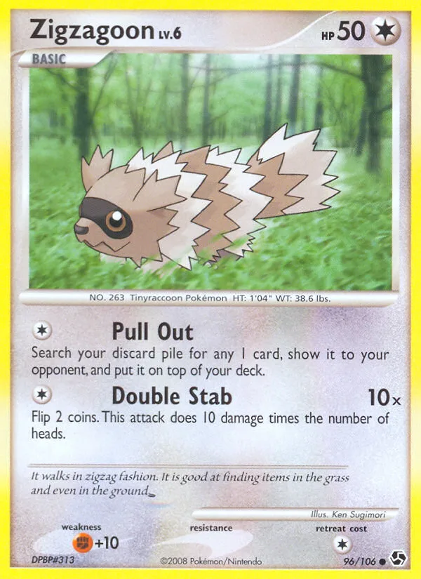 Zigzagoon #96 Great Encounters Pokemon card
