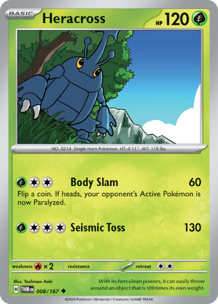Heracross #8 Twilight Masquerade Pokemon card