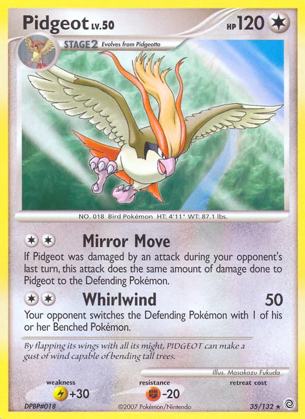 Pidgeot #35 Secret Wonders Pokemon card
