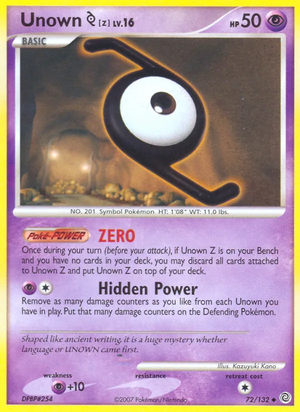 Unown [Z] #72 Secret Wonders Pokemon card