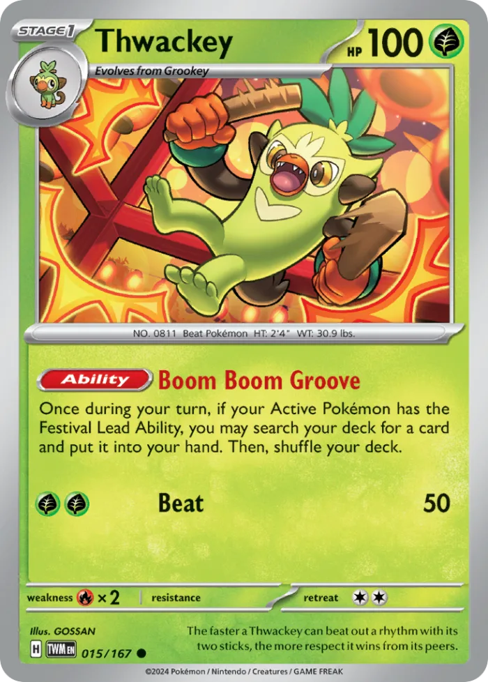 Thwackey #15 Twilight Masquerade Pokemon card