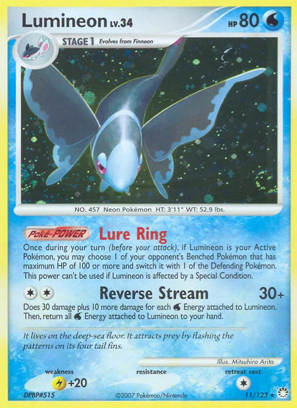 Lumineon #11 Mysterious Treasures Pokemon card