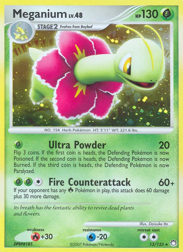 Meganium #13 Mysterious Treasures Pokemon card