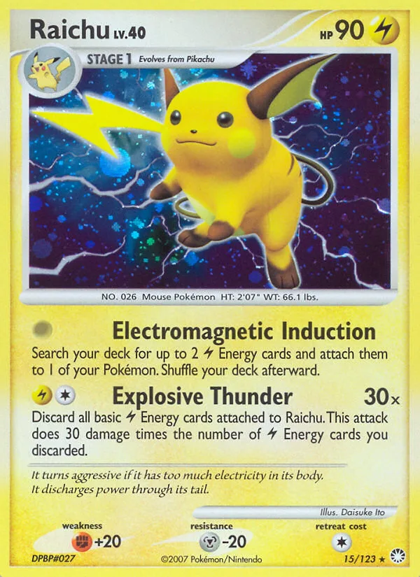 Raichu #15 Mysterious Treasures Pokemon card