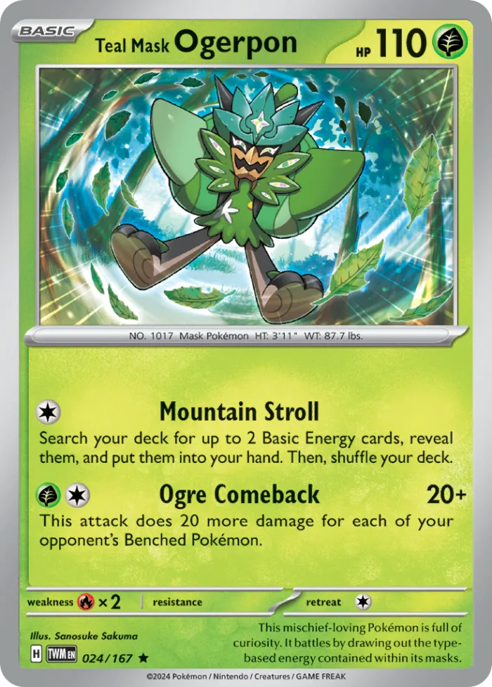 Teal Mask Ogerpon #24 Twilight Masquerade Pokemon card