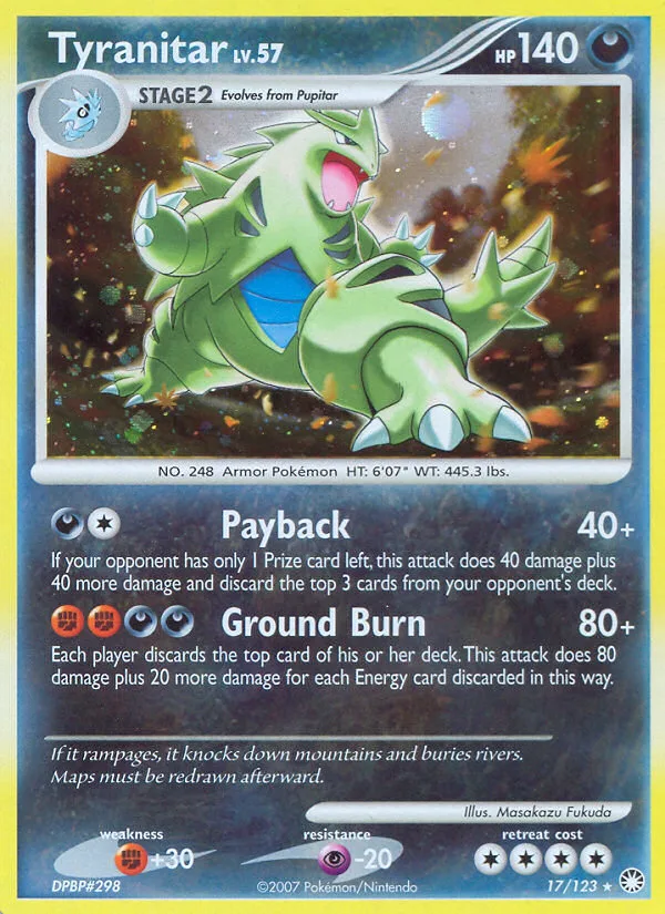 Tyranitar #17 Mysterious Treasures Pokemon card