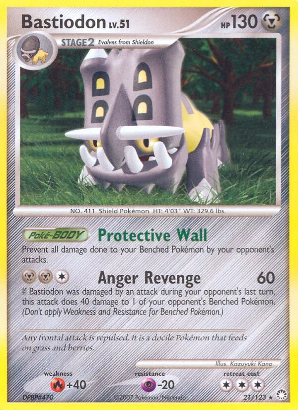 Bastiodon #21 Mysterious Treasures Pokemon card