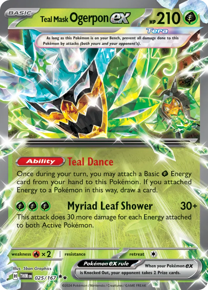 Teal Mask Ogerpon ex #25 Twilight Masquerade Pokemon card