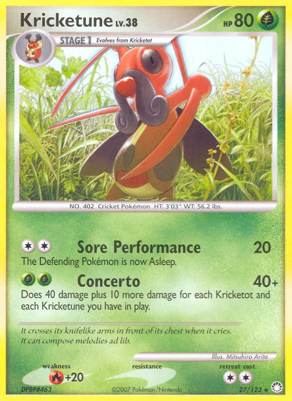 Kricketune #27 Mysterious Treasures Pokemon card