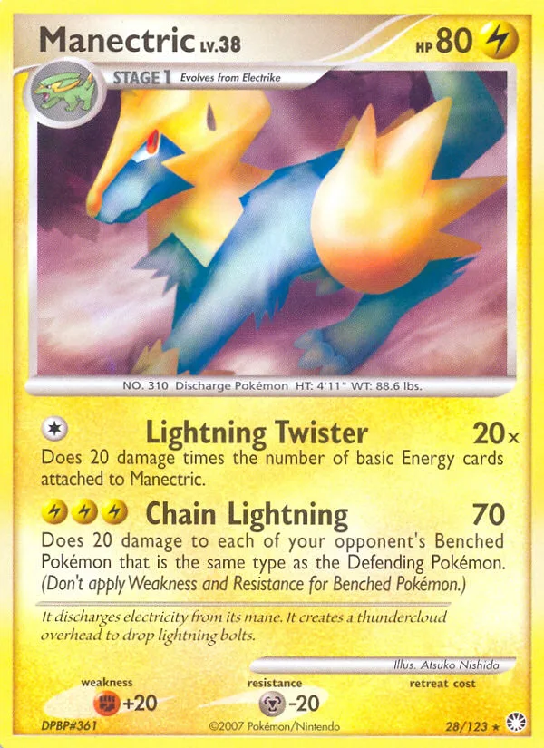 Manectric #28 Mysterious Treasures Pokemon card