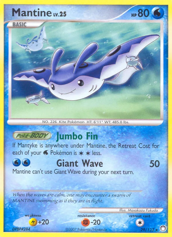 Mantine #29 Mysterious Treasures Pokemon card