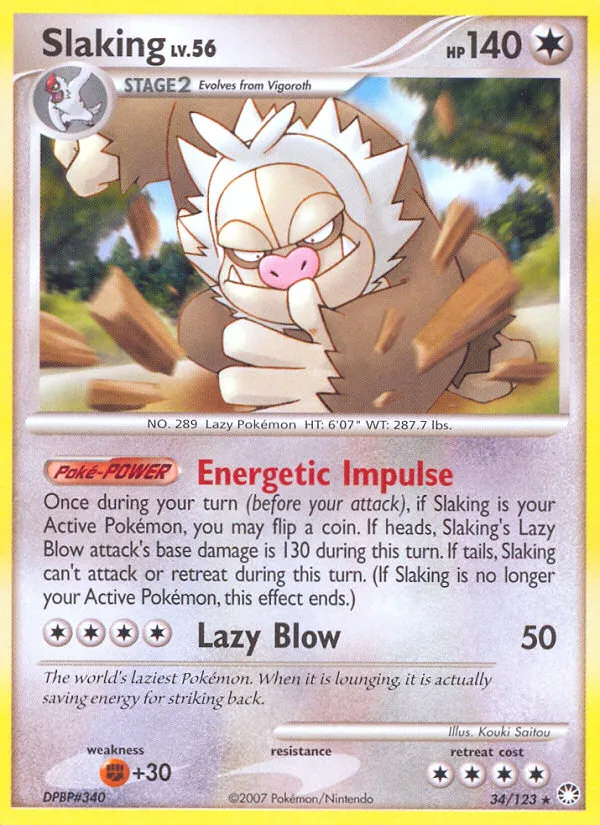 Slaking #34 Mysterious Treasures Pokemon card