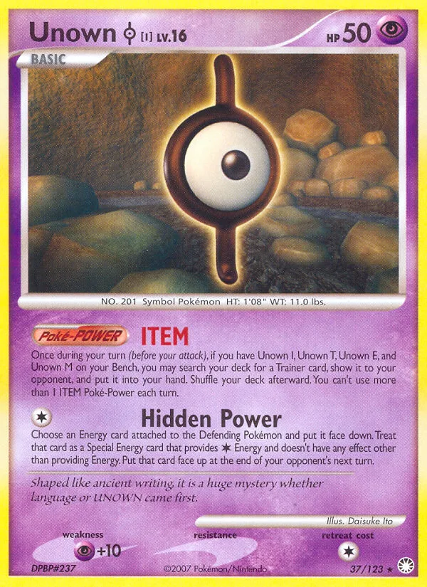 Unown [I] #37 Mysterious Treasures Pokemon card