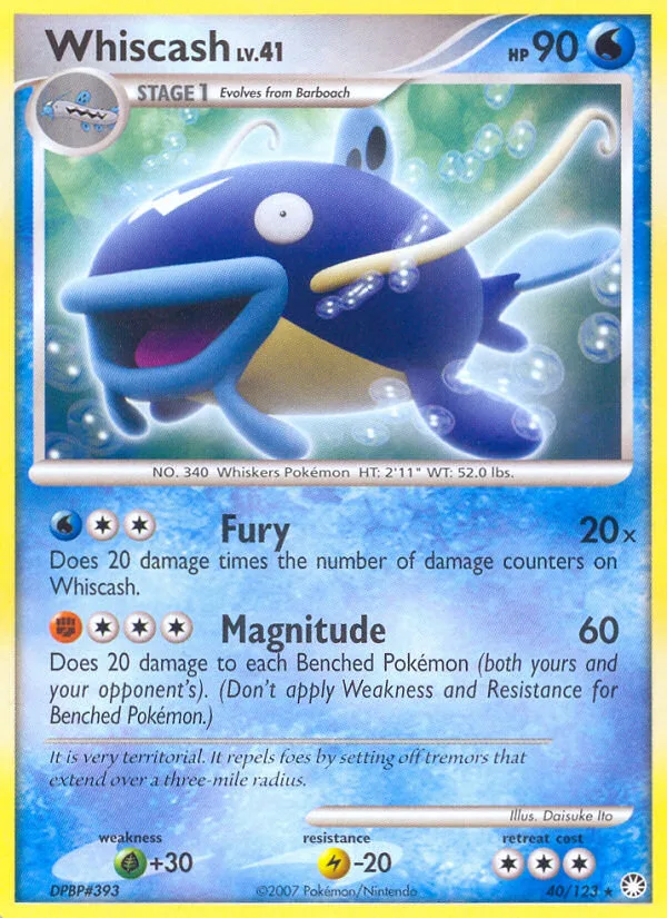 Whiscash #40 Mysterious Treasures Pokemon card