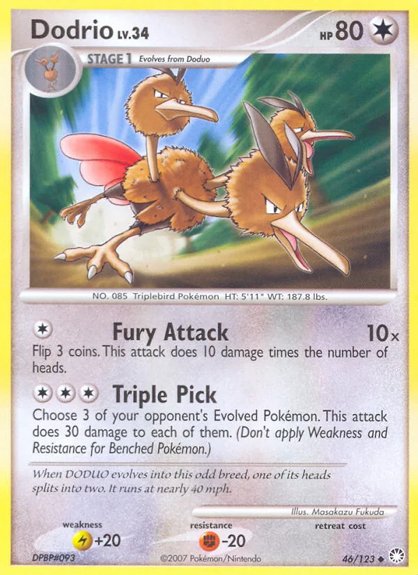 Dodrio #46 Mysterious Treasures Pokemon card