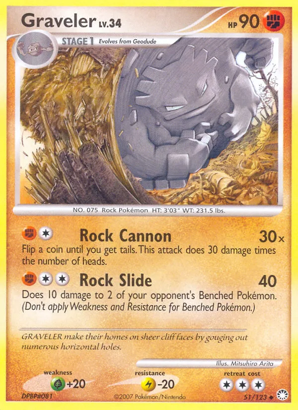 Graveler #51 Mysterious Treasures Pokemon card