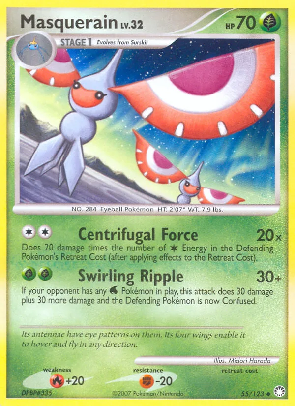 Masquerain #55 Mysterious Treasures Pokemon card