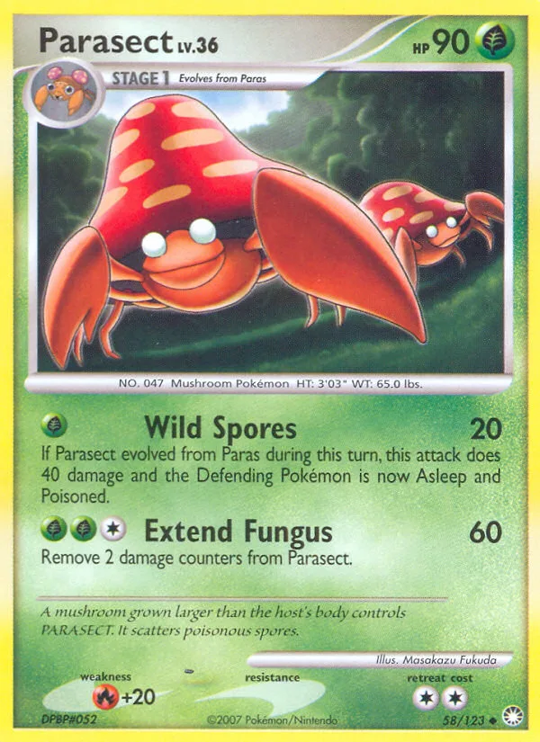 Parasect #58 Mysterious Treasures Pokemon card