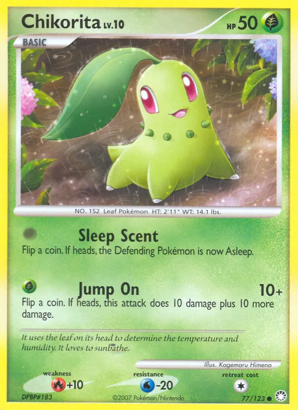 Chikorita #77 Mysterious Treasures Pokemon card