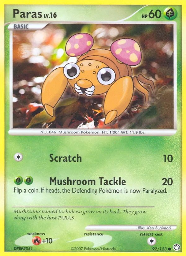 Paras #92 Mysterious Treasures Pokemon card