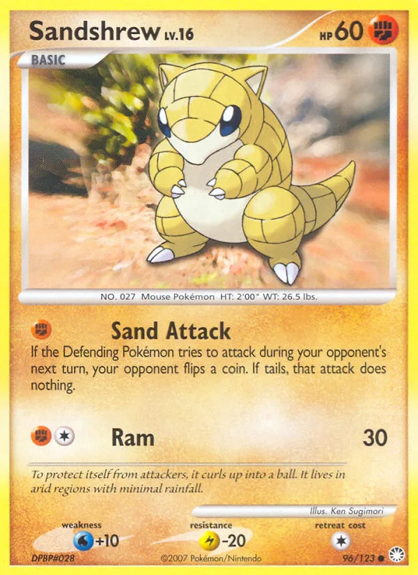 Sandshrew #96 Mysterious Treasures Pokemon card