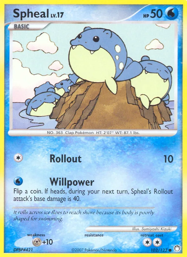 Spheal #102 Mysterious Treasures Pokemon card
