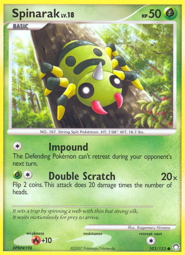Spinarak #103 Mysterious Treasures Pokemon card