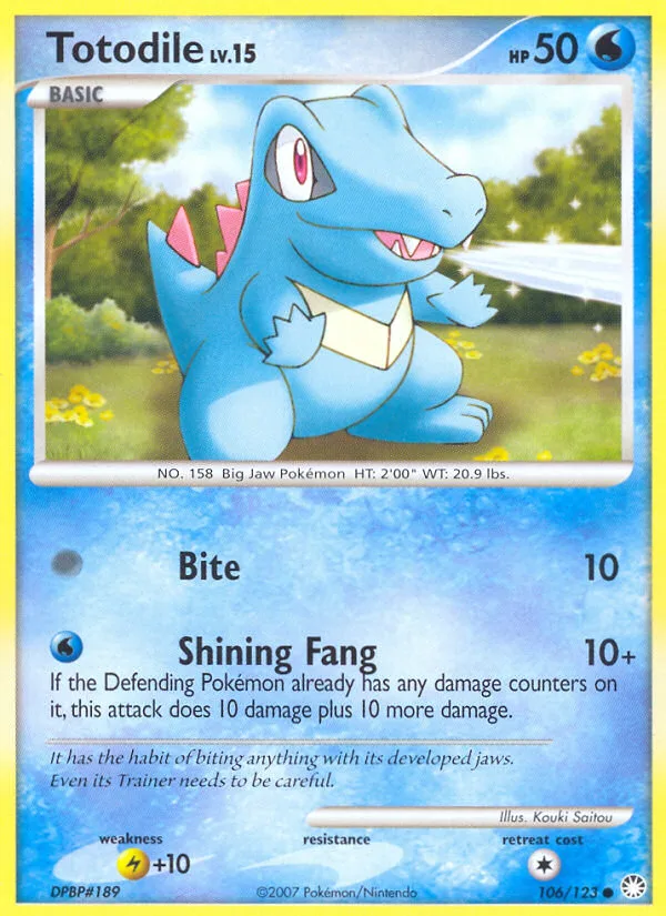 Totodile #106 Mysterious Treasures Pokemon card