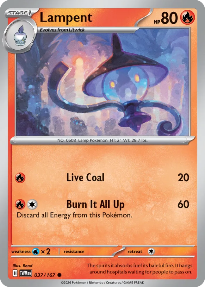 Lampent #37 Twilight Masquerade Pokemon card