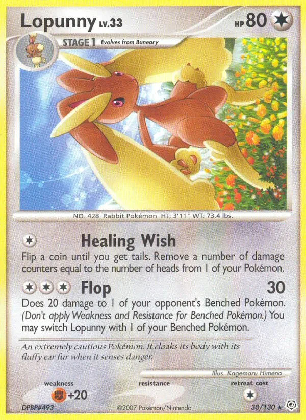Lopunny #30 Diamond & Pearl Pokemon card