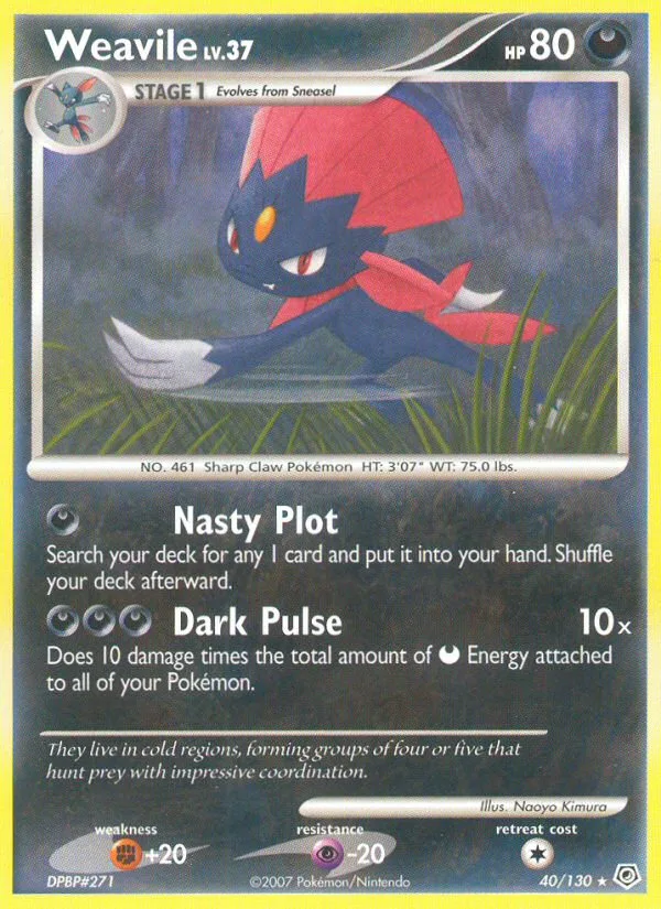 Weavile #40 Diamond & Pearl Pokemon card