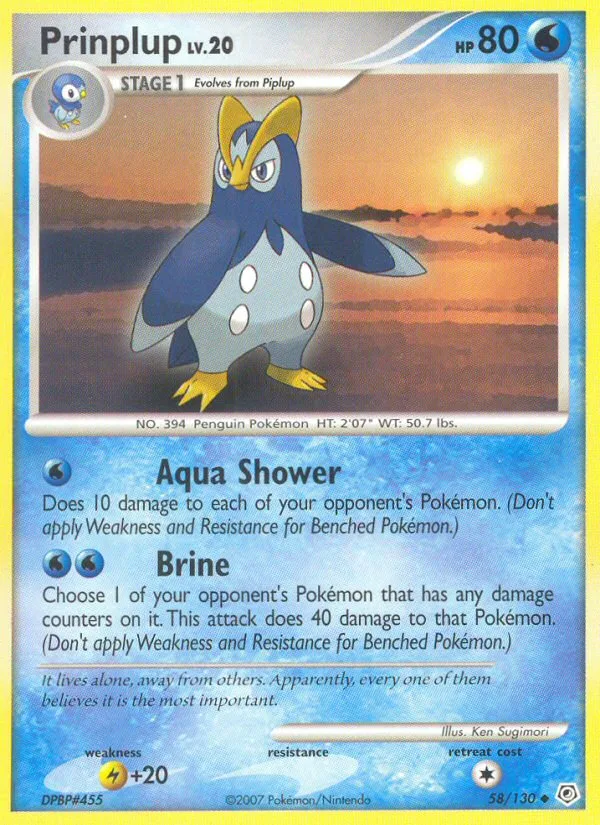 Prinplup #58 Diamond & Pearl Pokemon card