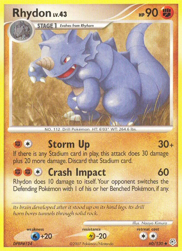 Rhydon #60 Diamond & Pearl Pokemon card