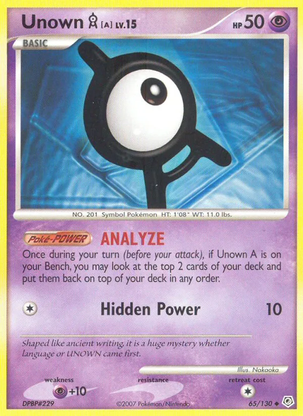 Unown [A] #65 Diamond & Pearl Pokemon card