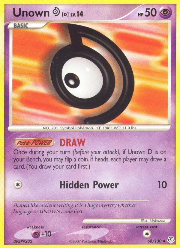 Unown [D] #68 Diamond & Pearl Pokemon card