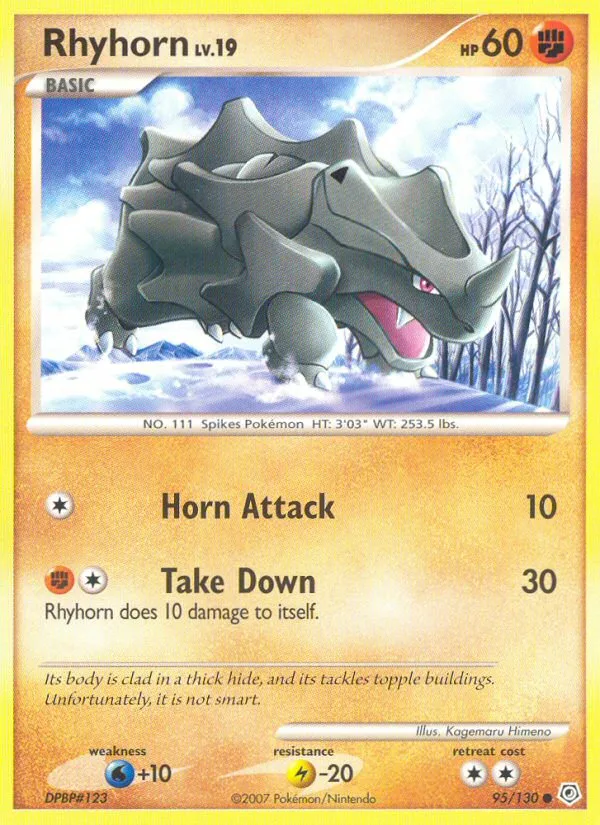 Rhyhorn #95 Diamond & Pearl Pokemon card