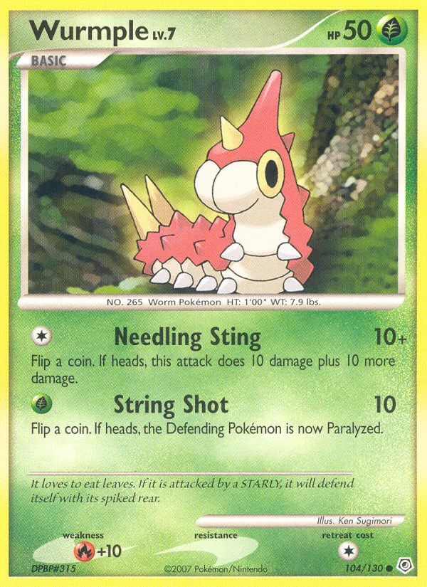 Wurmple #104 Diamond & Pearl Pokemon card