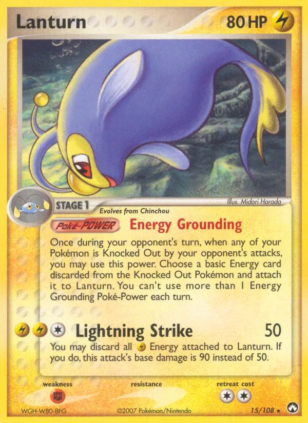 Lanturn #15 EX Power Keepers Pokemon card