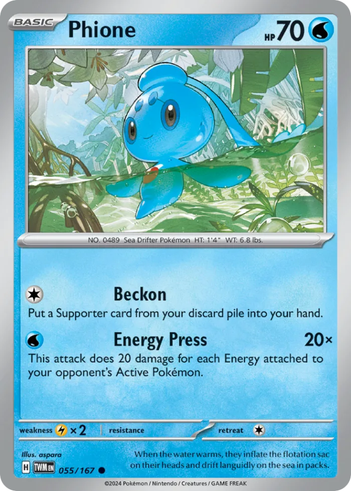 Phione #55 Twilight Masquerade Pokemon card