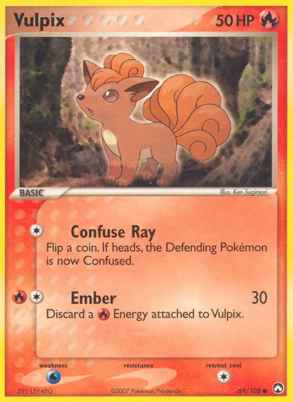 Vulpix #69 EX Power Keepers Pokemon card