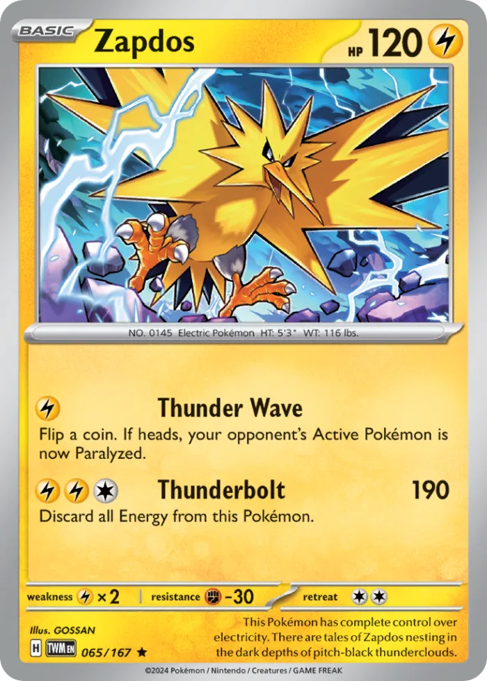 Zapdos #65 Twilight Masquerade Pokemon card
