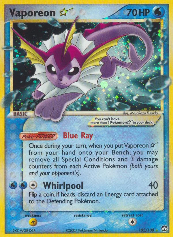 Vaporeon ★ #102 EX Power Keepers Pokemon card